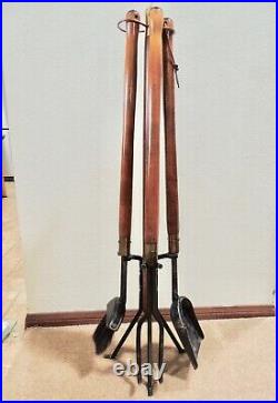 Vintage Mid Century Modern Seymour Fireplace Tools Set w. Stand Wood & Iron
