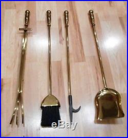 Vintage Modern 5 pcs Solid Brass FIREPLACE-FIRE TOOLS Set Ball Handle-Heavy
