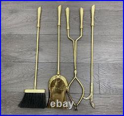 Vintage Modern Brass Gold Fireplace Tool Set 4 Pieces 31Tall