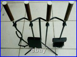 Vintage Modernist Fireside Tools Mid Century Fireplace Tools Set Wrought Iron