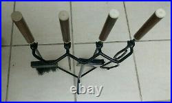 Vintage Modernist Fireside Tools Mid Century Fireplace Tools Set Wrought Iron