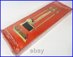 Vintage NOS Sears Metal Polished Brass Finish 5 Pc Hearth Fireplace Toolset