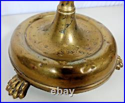 Vintage Ornate Brass Heavy Beehive Federal Style Fireplace Tool Set Lions Feet