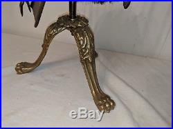 Vintage Ornate Lions Paw Claw Feet Fireplace Hearth Brass Ornate Poker Tool Set