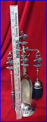 Vintage Peerage Brass Small Fireplace Tool Set 4 piece Victorian Lady England