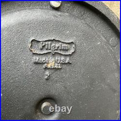 Vintage Pilgrim Brass Cast Iron Heavy Duty 5 Pcs Fireplace Tools Set MCM USA