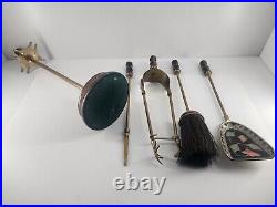 Vintage Rare Bronze & Hand Painted Fireplace tools 15 Tall Decorative