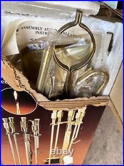 Vintage Sears 7 Piece Polished Brass Fireplace Toolset New Open Box