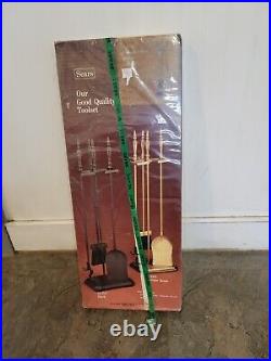 Vintage Sears Fireplace Toolset pokers Polished Brass #4562 new