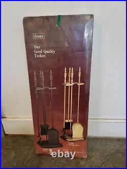 Vintage Sears Fireplace Toolset pokers Polished Brass #4562 new