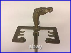 Vintage Set Brass Metal Fireplace Tools Horse Head Handle Shovel Brush Poker