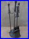 Vintage Set Fireplace Tools Brush Shovel Tongs Antique Fire Dogs Iron 11151