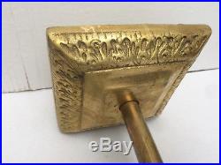 Vintage Set Fireplace Tools Cast Brass Brush Shovel Poker Bronze