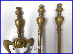 Vintage Set Of Brass Fireplace Tools And Stand