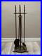 Vintage Set of 5 Brass Art Nouveau Style Fireplace Tools Set, 30 1/4 T, 11 W