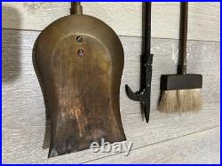 Vintage Set of 5 Brass Art Nouveau Style Fireplace Tools Set, 30 1/4 T, 11 W