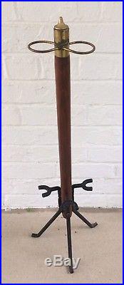 Vintage Seymour Wrought Iron And Brass Heavy Duty Long Handle Fireplace Tools