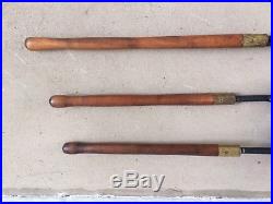 Vintage Seymour Wrought Iron And Brass Heavy Duty Long Handle Fireplace Tools