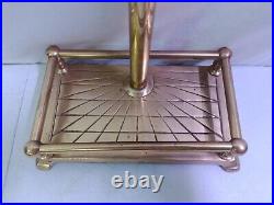 Vintage Shiny Brass Mallard Duck Head Fireplace Tool Set 4 Piece + Stand