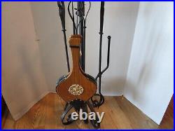 Vintage Six-piece iron wrought rustic finish Fireplace Tools & bellows 35 tall