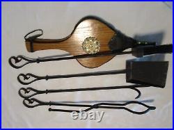 Vintage Six-piece iron wrought rustic finish Fireplace Tools & bellows 35 tall