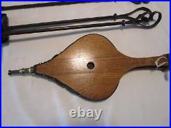 Vintage Six-piece iron wrought rustic finish Fireplace Tools & bellows 35 tall