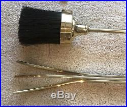 Vintage Solid Brass Fireplace 5 Piece Tool Set 34 H
