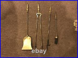 Vintage Solid Brass Fireplace Tool Set