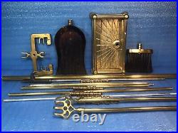 Vintage Solid Brass Fireplace Tool Set 4 Piece + Stand Mid Century Modern