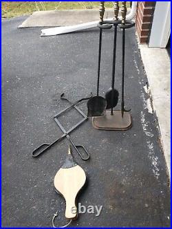 Vintage Solid Brass Fireplace Tool Set 6 Piece Set Steel ABI-6390 Made in USA