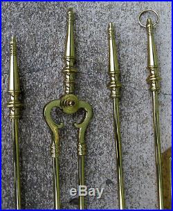 Vintage Solid Brass Fireplace Tool Set -Tools