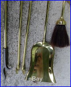 Vintage Solid Brass Fireplace Tool Set -Tools