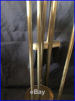 Vintage Solid Brass Fireplace Tools withStand Claw Feet 5 Pc Set EUC