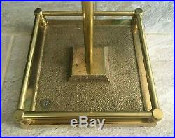Vintage Solid Brass Heavy Fireplace Set 7 Piece Tools & Stand Contemporary