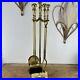 Vintage Solid Brass MCM Fireplace 5 Piece Tool Set Hollywood Regency