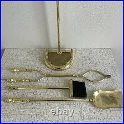 Vintage Solid brass fireplace Tool Set Mid century Fireplace Tools Fireside Boho