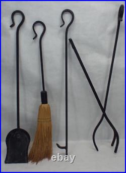 Vintage UniFlame 5-Piece Olde World Iron Finish Fireplace Tool Set Black Chimney