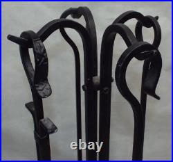 Vintage UniFlame 5-Piece Olde World Iron Finish Fireplace Tool Set Black Chimney