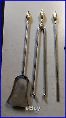 Vintage Virginia Metalcrafters Solid Brass Fireplace Toolset