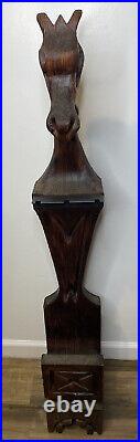 Vintage Witco Chess Horse Fireplace Tool Holder Statue 48 MCM Hand Carved Rare