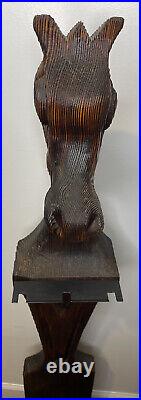 Vintage Witco Chess Horse Fireplace Tool Holder Statue 48 MCM Hand Carved Rare