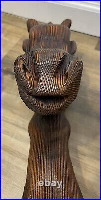 Vintage Witco Chess Horse Fireplace Tool Holder Statue 48 MCM Hand Carved Rare