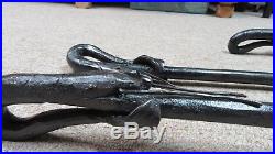 Vintage Wrought Iron Fireplace Tools Hand Forged 3 Piece Set Shrimp Handles