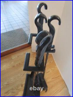 Vintage Wrought Iron Fireplace stand twisted 3-Tool set Wilshire 1970's Retro