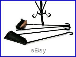 Vintage Wrought Iron Fireplace tools Set with Stand, Hand forged Shovel Coal Ton