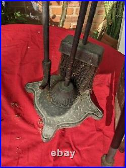 Vintage cast Iron Fireplace Tool Set Strong Set