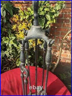 Vintage cast Iron Fireplace Tool Set Strong Set