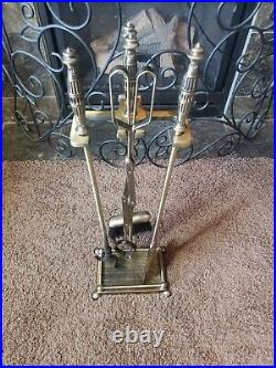 Vintage fireplace 4 Piece Tool Set With Stand tong shovel brush poker Taiwan