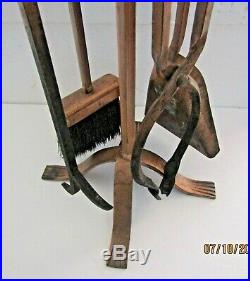 Vintage-fireplace Tool Set 5pcs. Hand Forged-hand Hammered Steel