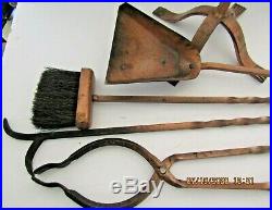 Vintage-fireplace Tool Set 5pcs. Hand Forged-hand Hammered Steel